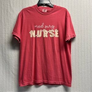 comfort colors / peach med surg nurse floral tee size medium
